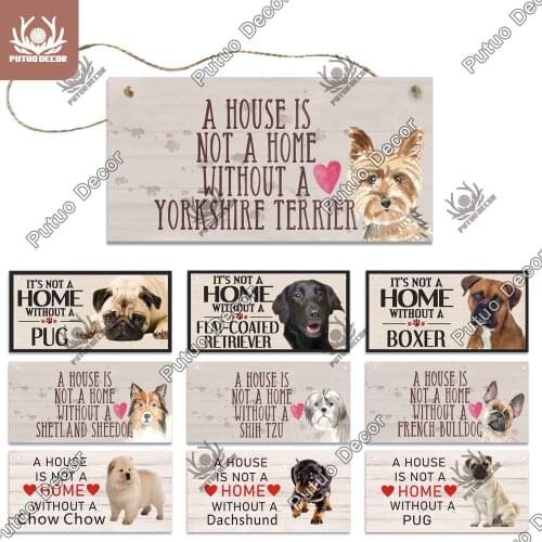 Putuo Decor Pet Dog Plaque Wood Lovely Friendship Wooden Pendant Wooden Signs for Dog Kennel House Home Decor Dog Supplies