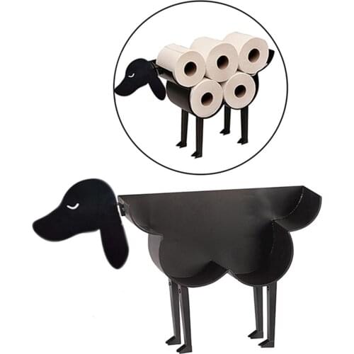 Black Dog Toilet Roll Holder Paper Bathroom Iron Storage Free-standing Crafts Ornaments Roll Paper Towel Holder #T3G