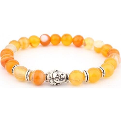 8mm yellow Punk multicolor Agate Chakra Healing Reiki Buddha Yoga Bracelet elastic adjustable Volcanic Stone Bangles erff2