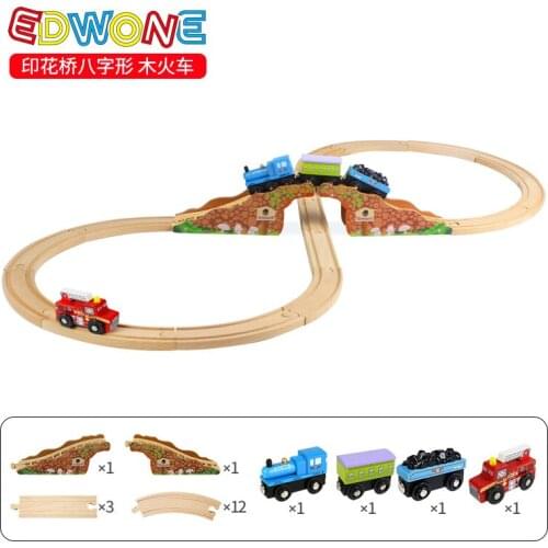 EDWONE Electric Trains Wooden Track Beech Wooden Railway Bridge Train Track TOY Car Accessories fit for thoma s Biro