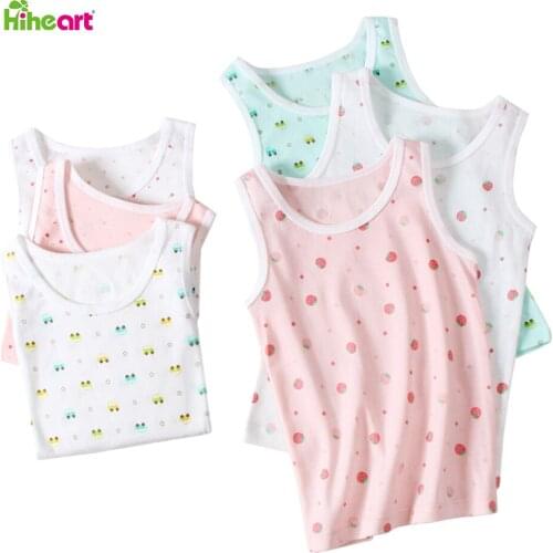 Hiheart Childrens 2 Piece Set Tank Top Vest Pure Cotton Kids Boy Girl Summer Tees Toddler Cartoons Comfort Sleeveless Underwear
