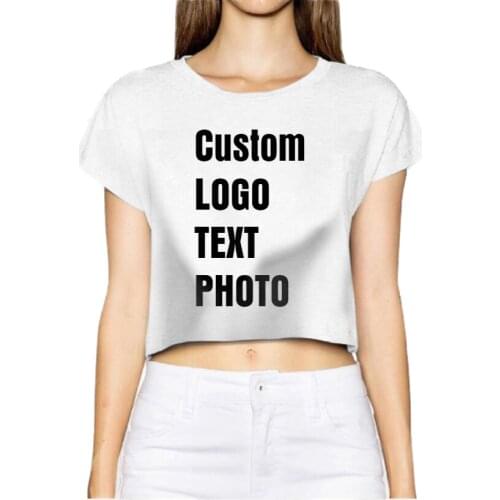 Custom Personalised Women Summer T-shirt Crop Tops Short Print Logo/Text/Photo