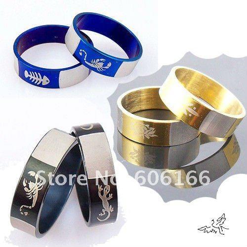 Wholesale Mix 3 Color Electroplated Band Ring Stainless Steel Rings Fashion Jewelry 120pc/lot Mixed Order Free Shipping