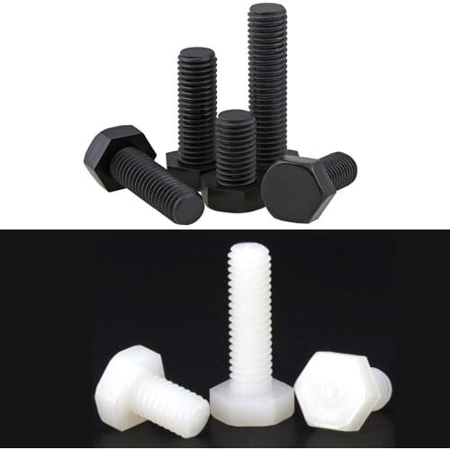 M3 M4 M5 M6 M8 White Black Nylon Hex External Hexagonal Screw Insulation Plastic Outside Metric Full Thread Machine Bolt PA66