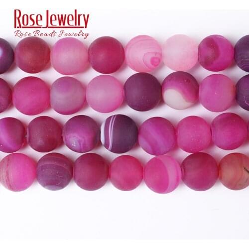 Matte Natural Stone Fuchsia Stripes Agates Onyx Beads 4/6/8/10/12 mm Diy Spacer Loose Beads for Jewelry Making Bracelet