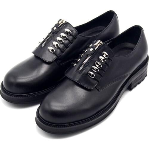 Fashion Business Shoes Black Genuine Leather Formal Mens shoes High Top Round toe shoes for men