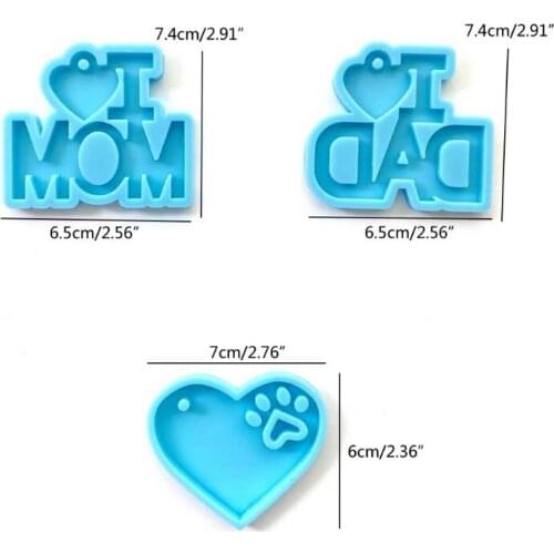 N7MF 3 Pcs Fathers Day Mothers Day Theme Keychain Epoxy Resin Mold Silicone Mould