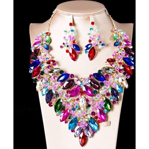 LAN PALACE bridal jewelry set nigerian glass set for women necklace and earrings for party free shipping