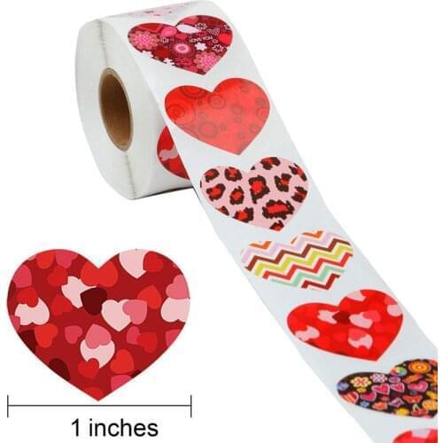 500pcs Lots Heart Shaped Label Sticker Scrapbooking Gift Packaging Seal Birthday Party Wedding Supply Stationery Sticker 1inch