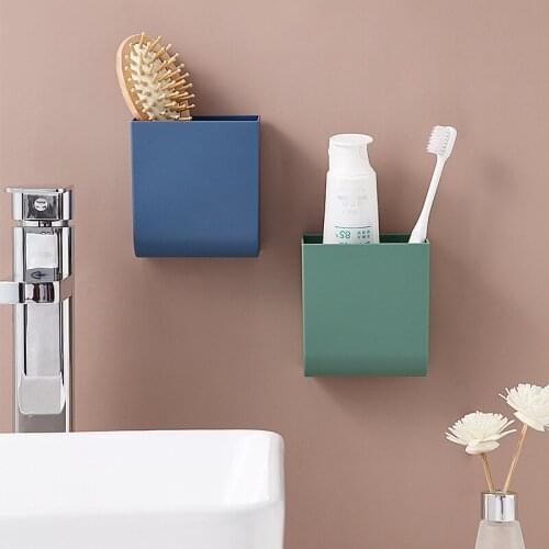 Wall-mounted Paste Mobile Phone Charging Rack Bathroom Comb Cosmetics Storage Box Sundries Container Multi Purpose Holder Stand