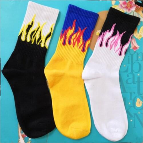 New Socks INS Fashion Brand Harajuku Style Flame Stockings European and American Street Hip-hop Skateboard Sports Socks