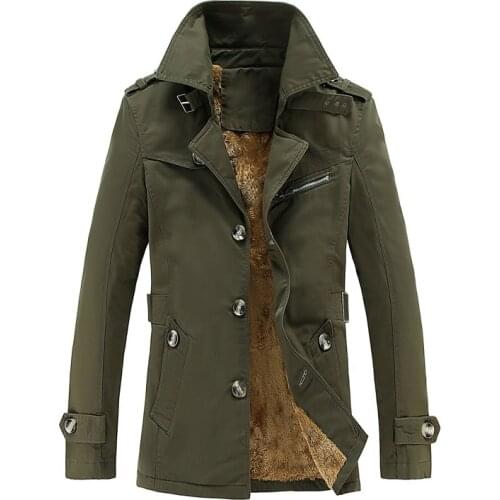 2021 New Winter Trench Men Jacket New Plus Velvet Thicken Coats High Quality Windbreaker Jackets Warm Male Clothes M -5XL