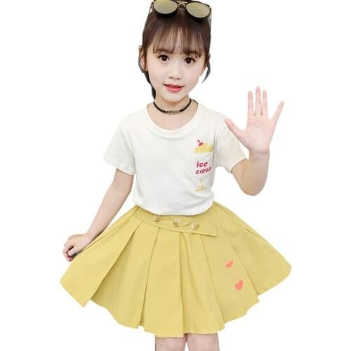 Clothes For Girls Letter Clothing For Girls Tshirt + Skirt Tracksuit Girl Summer Childrens Clothing 6 8 10 12 14
