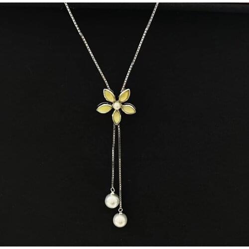 Solid 925 Sterling Silver Round 8-8.5mm Fresh Water Akoya White Pearls Necklaces for Women Fine Jewelry Birthday Presents