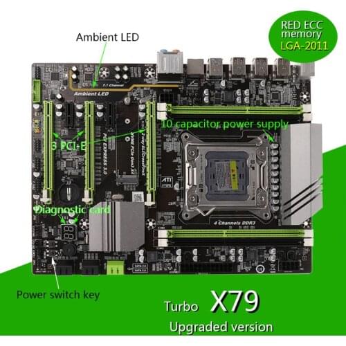 H05A X79 Turbo moederbord LGA2011 USB3.0 SATA3 PCI-E NVME M.2 SSD ondersteuning REG ECC geheugen en Xeon E5 processor