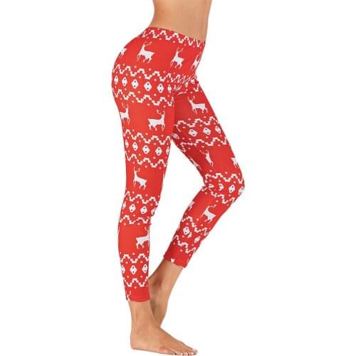 Christmas Women Yoga Pants Gym Fitness Elastic Trousers Running Breathable Pants Printed Yoga Pants Yoga Supplies
