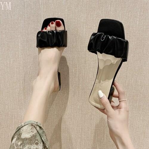 Pleated Solid Color Sandals 2021 Summer New Women Large Size 36-43 Casual Comfortable Fashion Zapatillas Mujer Casa Gladiator