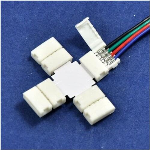 [Seven Neon]Free shipping 50pcs L,T,X corner led strip connector with clip for 4pin 10mm 5050RGB light led smd strip