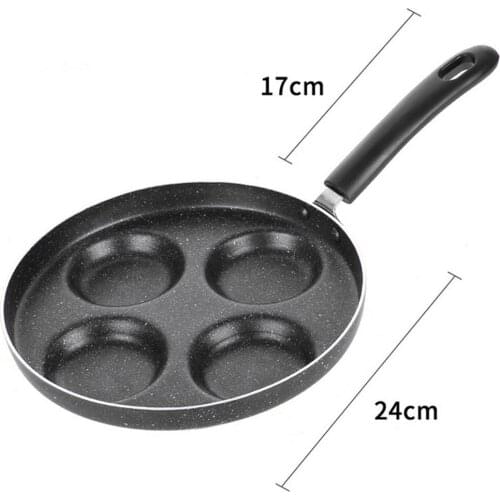 Black Frying Pan Non-stick Egg Pancake Pan Egg Pan With 4 Holes, Kitchen Utensils