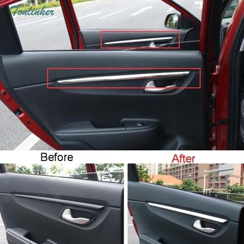 Tonlinker Cover Sticker For KIA RIO K2 2017-18 Car Styling 4 pcs ABS/Stainless steel Above door handle position cover sticker