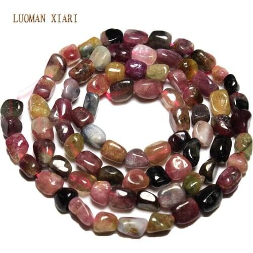 Top Irregular Straight Hole Natural Tourmaline Stone Beads For Jewelry Making 4-5 mm DIY Bracelet Necklace Material Strand 15
