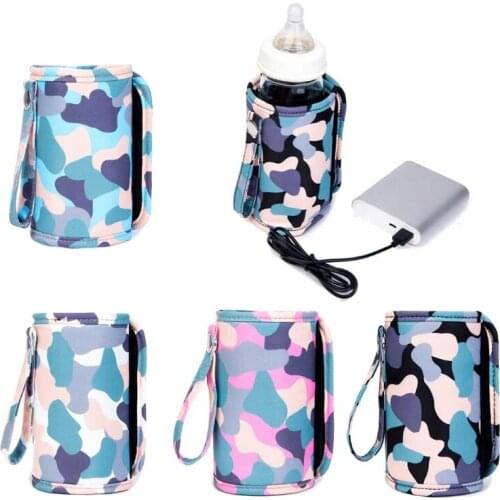 USB Baby Bottle Warmer Portable Travel Milk Warmer Infant Feeding Bottle Heating Cover Insulation Thermostat Food Heater