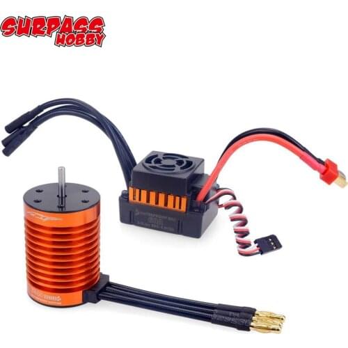 Surpass Hobby 1:10 RC Part Waterproof F540 3300KV 4370KV Brushless Motor W/60A ESC Program Card For RC Truck Buggy
