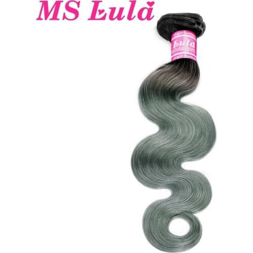MS Lula Hair Brazilian Body Wave Colored Hair Ombre Grey Human Hair Weave Remy Hair For Black With Dark Roots 10Inch-26Inch
