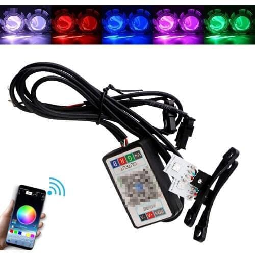 1Set 5050 LED Car Devil Eye Demon Evil Eyes RGB Headlights DRL Daytime Running Light 12V DC For 2.8inch BI Xenon Projector Lens