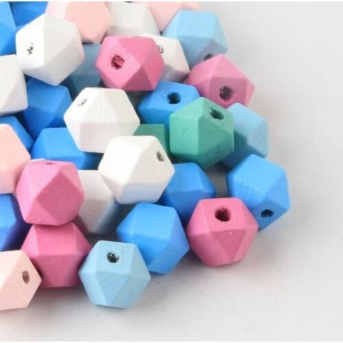 12mm 50pcs Mixed Crown Wooden Cube unfinished geometric Wood Beads for Jewelry making Diy