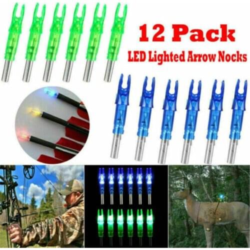 12PCS Automatically LED Light Lighted Arrow Nocks Tail For Crossbow Arrows