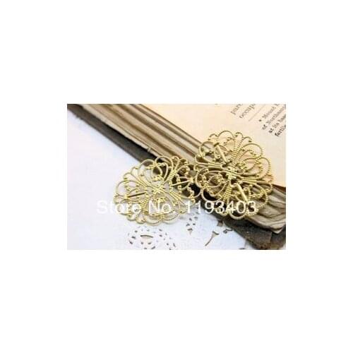 20PCS RAW brass Filigree Jewelry Connectors 26x39mm Setting Cab Base Connector Finding (FILIG-RB-32)