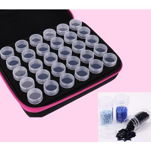 30Bottles Dmand Painting Diamant New Tools Accessoires Diamond Box Props Diamand Organizer Storage Portable Container Zipper Bag
