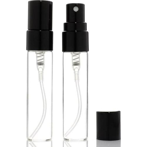 5ML Glass Perfume Tube, Black Color Spray Transparent Glass Perfume Bottle, Cosmetic Toner Small Sample Spray Bottle F20172588
