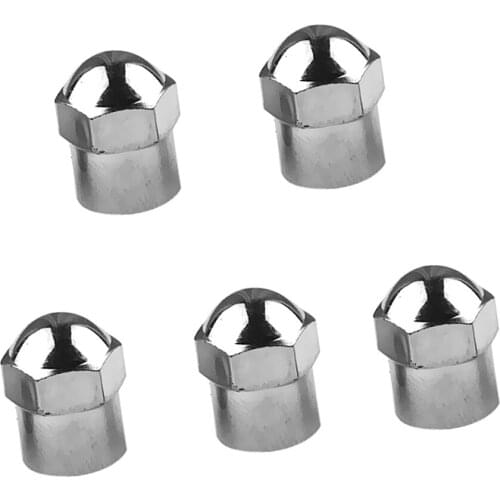 5 Pieces Bike Car Truck Tire Wheel Stem Air Valve Caps Dust Cover - Chrome