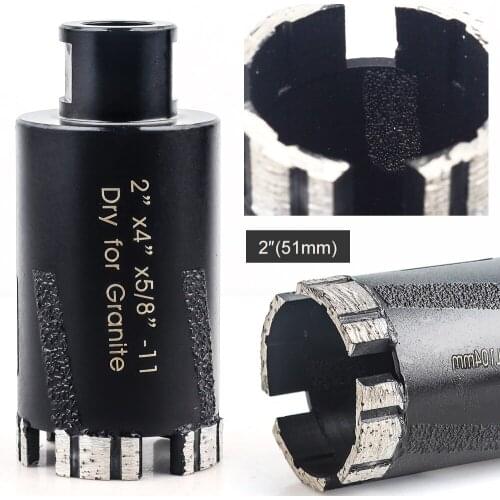 Diamond 2 inch 51mm dry drill bits with vacuum Brazed side protection drilling grinding abrasive tool for stone