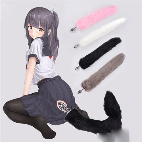1PCS Sexy Colorful Fox Metal Butt Plug Tail Anal But plug Tail Prostate Massager Butt Plug For Couple Cosplay Sex Product