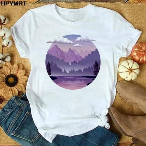 Plus Size Tops Womens T Shirt Creative landscape Women T-shirt Graphic Funny Print Harajuku Tshirt new Summer tee Tops female
