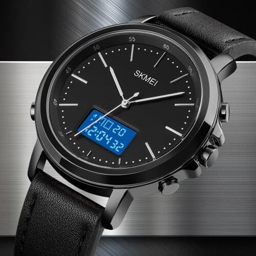 SKMEI Men Minimalism Sports Watches Electronic Mens Watch Clock Top Brand Business Vintage Leather Band Digital Wristwatch Male