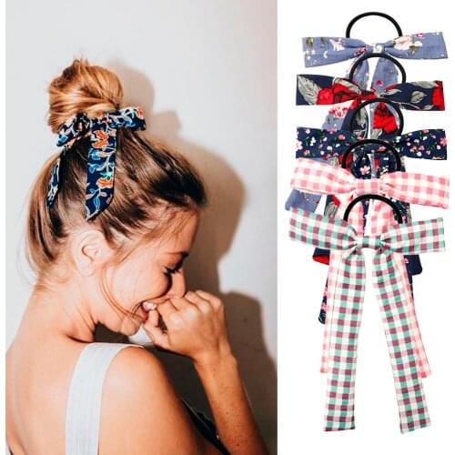 CN Hair Accessories Scrunchies for Women Printed Fabric Hair Holder Handmade Elastic Hair Bands Girls Hair Rope Headwear