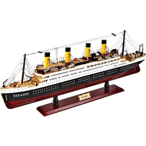 35-100CM Wooden Titanic Cruise Ship Model with LED Lights Decoration Wood Sailing Boat Craft Creative Home Living Room Decor