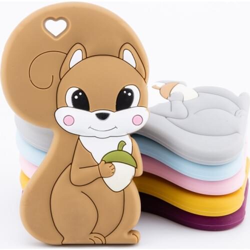 1PC Silicone Teether Baby Squirrel Food Grade Silicone Rodent Pendant For Pacifier Baby Goods Baby Teethers For Teeth BPA Free