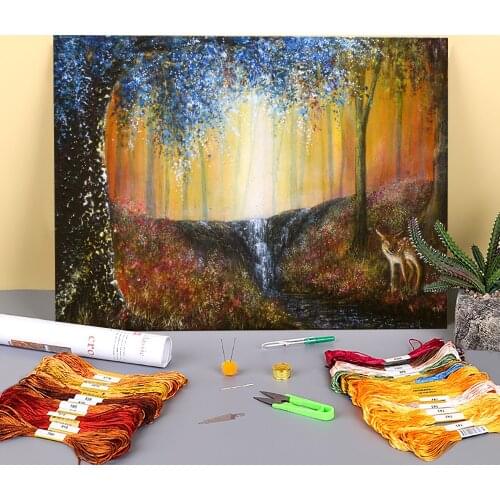 Natural Scenery The Hiding Place Printed 11CT Cross-Stitch Patterns DIY Embroidery DMC Threads Needlework Sewing Needle