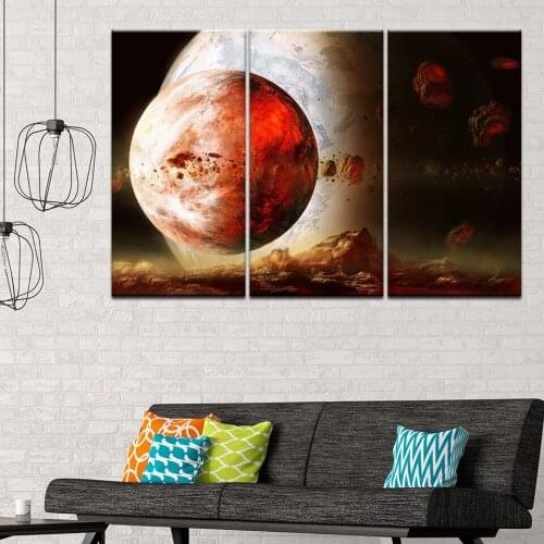Canvas Painting Solar System Planets 3 Pieces Wall Art Painting Modular Sport Wallpapers Poster Print for living room Home Decor