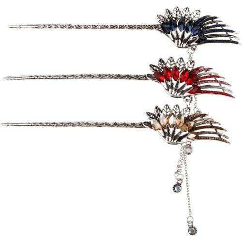 Handmade Chinese Dangle Flower Hair Pin Sticks Slide Clip Clasp Vintage Hair Styling Barette Bridal Wedding Hairpin Accessories