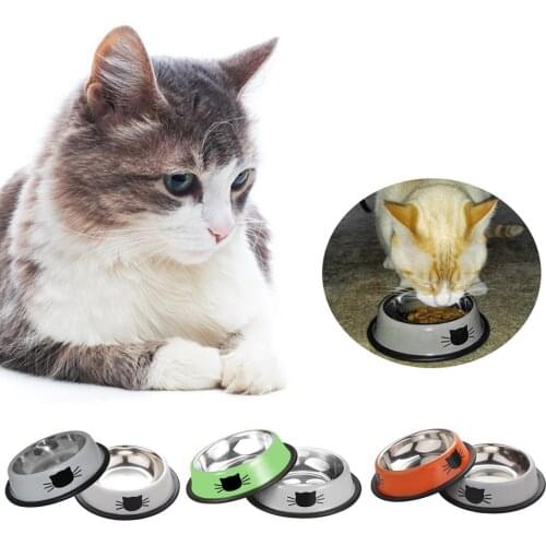 2PCS Cat Dog Bowl Stainless Steel Safeguard Neck Puppy Cats Feeder Non-slip Crashworthiness Base Pet Bowls with 2 Food Scoop