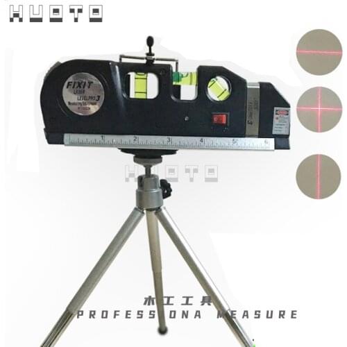 Laser Level Vertical Measure Line Tape Adjusted Multifunction Standard Ruler Horizontal Lasers Cross Lines Instrument + Tripod