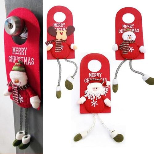 Hot Sale 1Pcs Xmas Charming Cartoon santa snowman elk Door Hanging New Year Party Holiday Christmas Ornaments Home Decorations