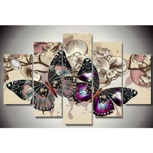 5pcs/set Butterfly flowers Home Decoration DIY diamond painting Cross Stitch wall decoration diamond Embroidery Multigang figur