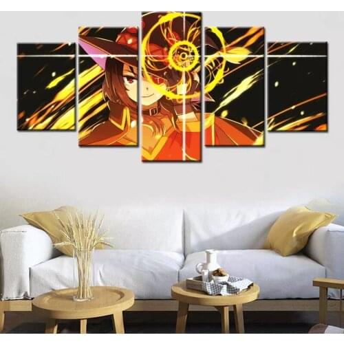 Wall Art Canvas Painting Megumin Cute Girl Poster Konosuba Japan Anime Modular Wall Pictures For Living Room Home Decor